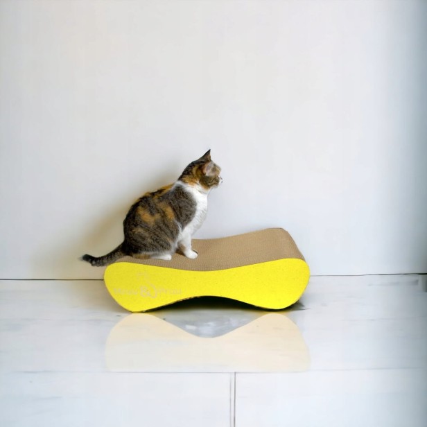 großer Katzenkratzer , Katzenkratzer aus Karton , gelber Katzenkratzer , Katzenkratzer aus Karton , 70 x 23 x 25 cm , Katzenkratzer , Katzenkratzer aus Karton , gelber Premium-Katzenkratzer , großer Premium-Katzenkratzer , gelber Katzenkratzer , mruupruu