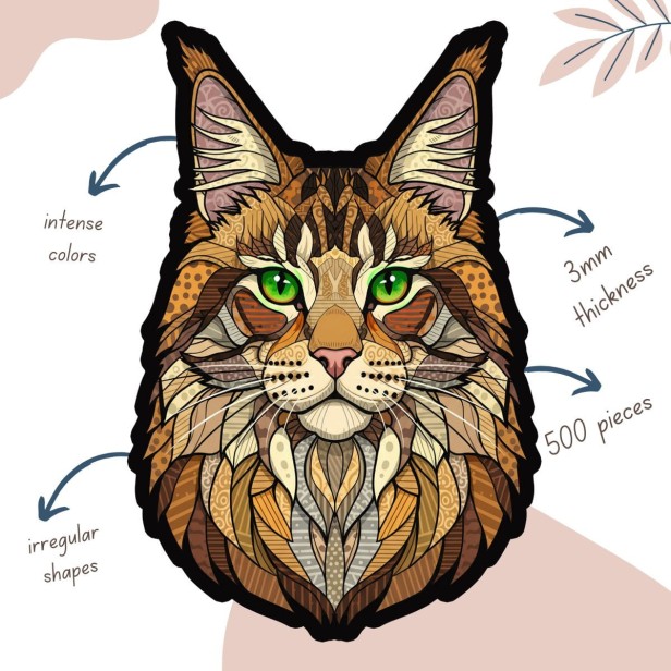 FOREST CAT (1).jpg, puzzle dla dorosłych marka mruupruu, trudne puzzle drewniane