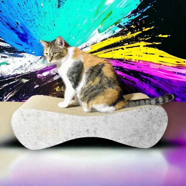 Großer Katzenkratzer , Katzenkratzer aus Pappe , Grauer Katzenkratzer , Katzenkratzer aus Pappe , Maße des Katzenkratzers 70 x 23 x 25 cm , Katzenkratzer , Katzenkratzer aus Pappe , Grauer Premium-Katzenkratzer , Grauer Katzenkratzer , Mruupruu