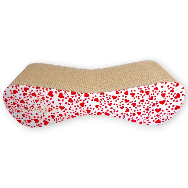 Katzenkratzer groß 70x23x24 cm weiß mit Herzen, Katzenkratzer, Premium-Katzenkratzer, Premium-Katzenkratzer, umweltfreundlicher Katzenkratzer, Kratzer, Liebeskratzer, Herzkratzer, weißer Kratzer