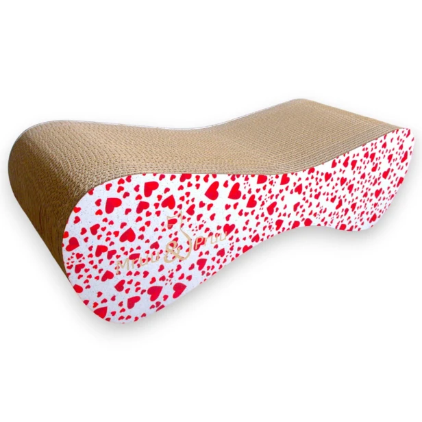 Katzenkratzer groß 70x23x24 cm weiß mit Herzen, Katzenkratzer, Premium-Katzenkratzer, Premium-Katzenkratzer, umweltfreundlicher Katzenkratzer, Kratzer, Liebeskratzer, Herzkratzer, weißer Kratzer