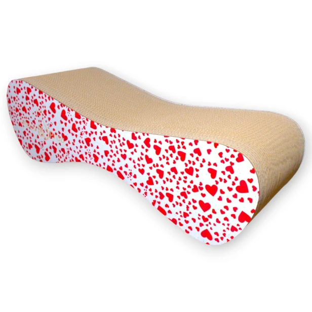 Katzenkratzer groß 70x23x24 cm weiß mit Herzen, Katzenkratzer, Premium-Katzenkratzer, Premium-Katzenkratzer, umweltfreundlicher Katzenkratzer, Kratzer, Liebeskratzer, Herzkratzer, weißer Kratzer