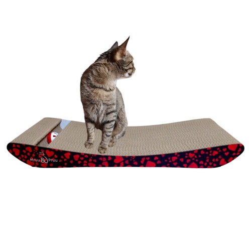 Karton Katzenkratzer schwarz mit Herzen PREMIUM, Premium Katzenkratzer, umweltfreundlicher Katzenkratzer, Herzkratzer, Liebeskratzer