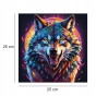 Raubtier-Wolf-Puzzle, Raubtier-Wolf, Wolf, farbiger Wolf, Wolf auf farbigem Hintergrund, 25x25cm , quadratisches Puzzle, unregelmäßige Formen, Holzpuzzle, 150 Teile, mruu&amp;pruu Puzzle, mruupruu, mruupruu-Puzzle