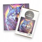 Raubtier-Wolf-Puzzle, Raubtier-Wolf, Wolf, farbiger Wolf, Wolf auf farbigem Hintergrund, 25x25cm , quadratisches Puzzle, unregelmäßige Formen, Holzpuzzle, 150 Teile, mruu&amp;pruu Puzzle, mruupruu, mruupruu-Puzzle