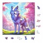 Wolfspuzzle, Wolf, bunter Wolf, Wolf auf buntem Hintergrund, 25x25cm , quadratisches Puzzle, unregelmäßige Formen, Holzpuzzle, 150 Teile, mruu&amp;pruu-Puzzle, mruupruu, mruupruu-Puzzle