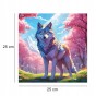 Wolfspuzzle, Wolf, bunter Wolf, Wolf auf buntem Hintergrund, 25x25cm , quadratisches Puzzle, unregelmäßige Formen, Holzpuzzle, 150 Teile, mruu&amp;pruu-Puzzle, mruupruu, mruupruu-Puzzle