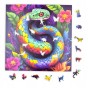 Schlangenpuzzle, Schlange, bunte Schlange, Schlange auf buntem Hintergrund, 25x25cm , quadratisches Puzzle, unregelmäßige Formen, Holzpuzzle, 150 Teile, Puzzle, mruupruu, mruupruu-Puzzle