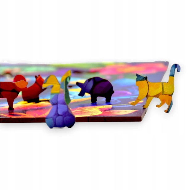 Schlangenpuzzle, Schlange, bunte Schlange, Schlange auf buntem Hintergrund, 25x25cm , quadratisches Puzzle, unregelmäßige Formen, Holzpuzzle, 150 Teile, Puzzle, mruupruu, mruupruu-Puzzle