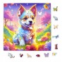 Puzzle mit Hund, Hund, Hund, Hund auf farbigem Hintergrund, 25x25cm , quadratisches Puzzle, unregelmäßige Formen, Holzpuzzle, 150 Teile, Puzzle, mruupruu, mruupruu-Puzzle