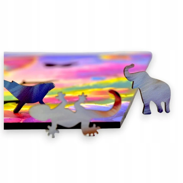 Puzzle mit Hund, Hund, Hund, Hund auf farbigem Hintergrund, 25x25cm , quadratisches Puzzle, unregelmäßige Formen, Holzpuzzle, 150 Teile, Puzzle, mruupruu, mruupruu-Puzzle
