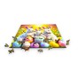 Hasenpuzzle, Kaninchen, Hasen, Kaninchen auf farbigem Hintergrund, 25x25cm , quadratisches Puzzle, unregelmäßige Formen, Holzpuzzle, 150 Teile, Puzzle, mruupruu, mruupruu-Puzzle