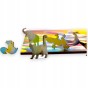 Hasenpuzzle, Kaninchen, Hasen, Kaninchen auf farbigem Hintergrund, 25x25cm , quadratisches Puzzle, unregelmäßige Formen, Holzpuzzle, 150 Teile, Puzzle, mruupruu, mruupruu-Puzzle