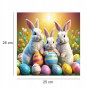 Hasenpuzzle, Kaninchen, Hasen, Kaninchen auf farbigem Hintergrund, 25x25cm , quadratisches Puzzle, unregelmäßige Formen, Holzpuzzle, 150 Teile, Puzzle, mruupruu, mruupruu-Puzzle