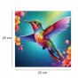 Kolibri-Puzzle, Kolibri, Kolibri auf farbigem Hintergrund, 25x25cm , quadratisches Puzzle, unregelmäßige Formen, Holzpuzzle, 150 Teile, Puzzle, mruupruu, mruupruu-Puzzle