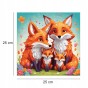 Fuchs-Puzzle, Fuchs, Fuchsfamilie, Fuchsfamilie auf farbigem Hintergrund, 25x25cm , quadratisches Puzzle, unregelmäßige Formen, Holzpuzzle, 150 Teile
