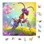 Puzzle mit Ameise, Ameise, niedliche Ameise, Ameise auf farbigem Hintergrund, 25x25cm , quadratisches Puzzle, unregelmäßige Formen, Holzpuzzle, 150 Teile
