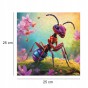 Puzzle mit Ameise, Ameise, niedliche Ameise, Ameise auf farbigem Hintergrund, 25x25cm , quadratisches Puzzle, unregelmäßige Formen, Holzpuzzle, 150 Teile