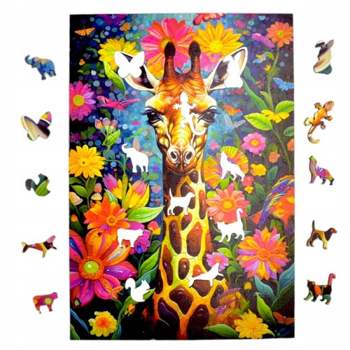 Giraffenpuzzle 160 Teile, Holzpuzzle, mruu&amp;pruu-Puzzle, Giraffe, buntes Giraffenpuzzle