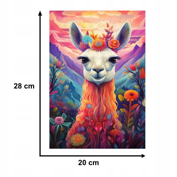 Lama-Puzzle 160 Teile, Holzpuzzle, mruupruu-Puzzle, Lama, buntes Lama-Puzzle