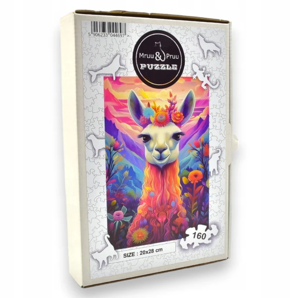 Lama-Puzzle 160 Teile, Holzpuzzle, mruupruu-Puzzle, Lama, buntes Lama-Puzzle