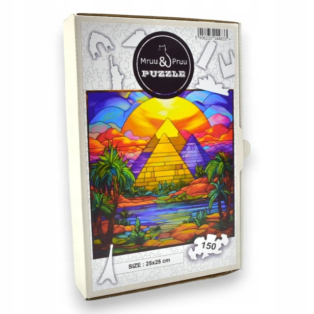 gizeh pyramiden puzzle 150 teile, holz puzzle, mruupruu puzzle, gizeh pyramiden, bunt gizeh pyramiden puzzle, glasmalerei fenster