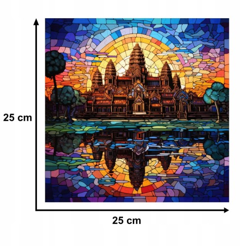 angkor wat puzzle 150 teile, holzpuzzle, mruupruu puzzle, angkor wat, angkor wat farbiges puzzle, glasfenster