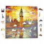 big ben puzzle 150 teile, holzpuzzle, mruupruu puzzle, big ben, buntes big ben puzzle, glasfenster