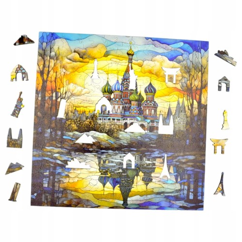 blutkirche puzzle 150 elemente, holzpuzzle, mruupruu puzzle, blutkirche, buntes blutkirche puzzle, glasfenster