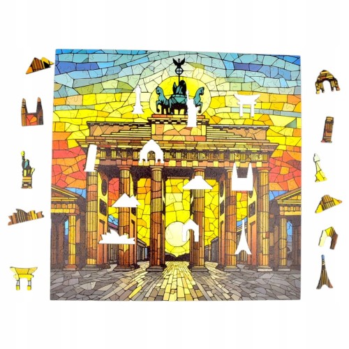 brandenburgisches tor puzzle 150 teile, holzpuzzle, mruupruu puzzle, brandenburgisches tor, buntes brandenburgisches tor puzzle, glasfenster