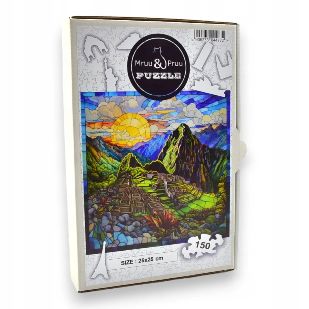 machu picchu puzzle 150 teile, holzpuzzle, mruupruu puzzle, machu picchu, buntes machu picchu puzzle, glasfenster