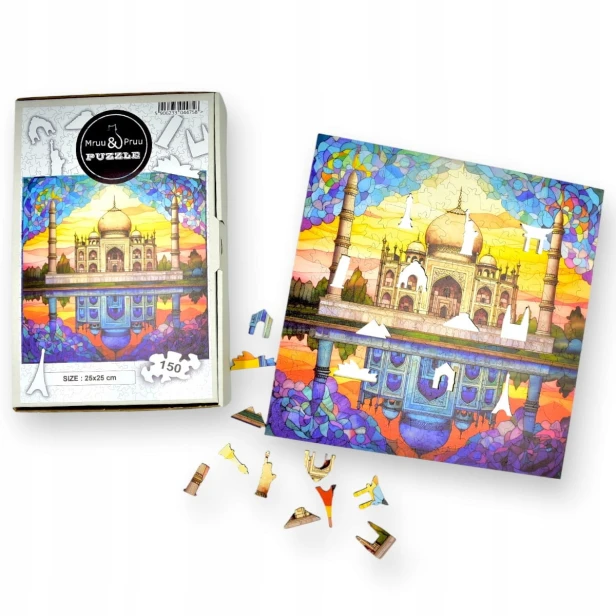 tadz mahal puzzle 150 teile, holzpuzzle, mruupruu puzzle, tadz mahal, tadz mahal farbiges puzzle, glasmalerei fenster
