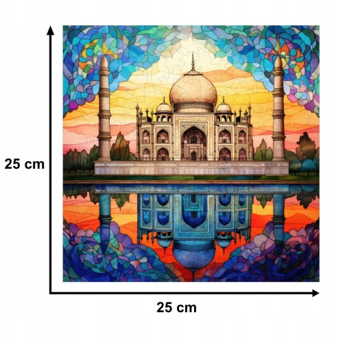 tadz mahal puzzle 150 teile, holzpuzzle, mruupruu puzzle, tadz mahal, tadz mahal farbiges puzzle, glasmalerei fenster