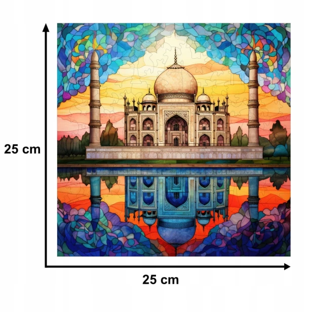 tadz mahal puzzle 150 teile, holzpuzzle, mruupruu puzzle, tadz mahal, tadz mahal farbiges puzzle, glasmalerei fenster