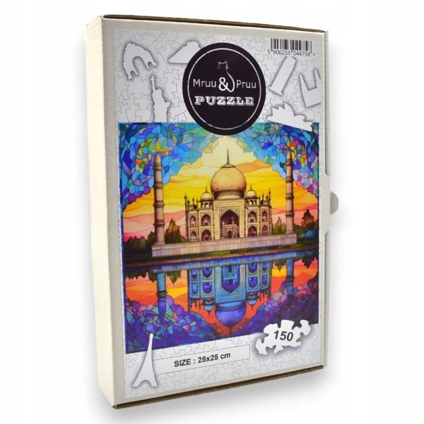 tadz mahal puzzle 150 teile, holzpuzzle, mruupruu puzzle, tadz mahal, tadz mahal farbiges puzzle, glasmalerei fenster