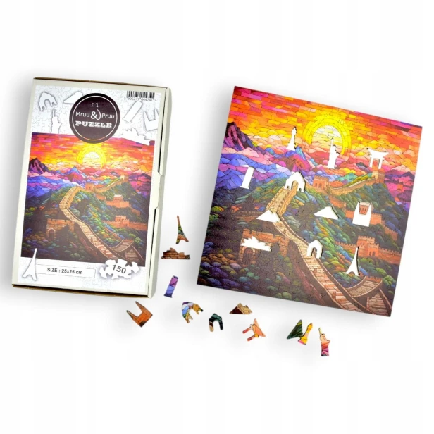 chinesische wand puzzle 150 teile, holz puzzle, mruupruu puzzle, chinesische wand, bunte chinesische wand puzzle, glasmalerei fenster