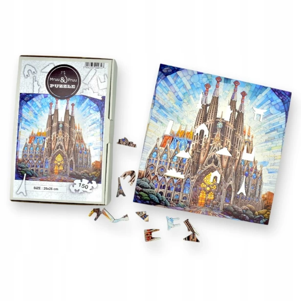 sagrada familia Puzzle 150 Teile, Holzpuzzle, mruupruu Puzzle, sagrada familia, buntes sagrada familia Puzzle, Glasfenster