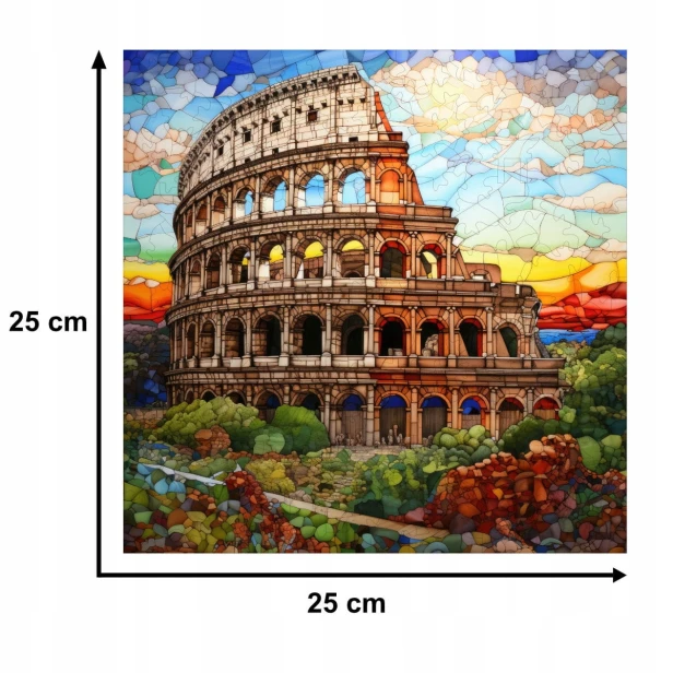 Kolosseum Puzzle 150 Teile, Holzpuzzle, mruupruu Puzzle, Kolosseum, Kolosseum farbiges Puzzle, Buntglasfenster