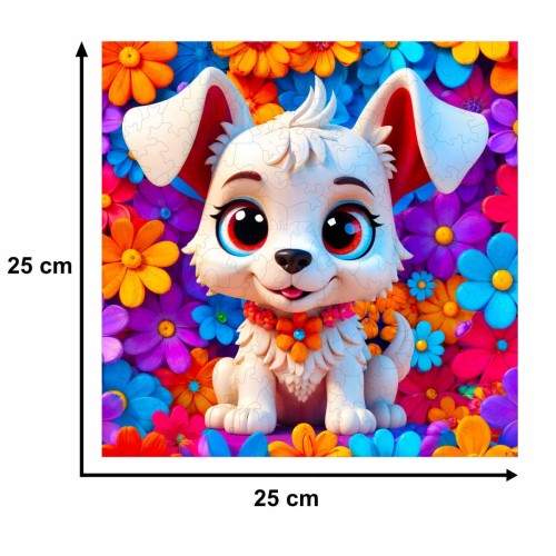 Hundepuzzle 150 Elemente, Holzpuzzle, Mruupruu-Puzzle, Hund, buntes Hundepuzzle
