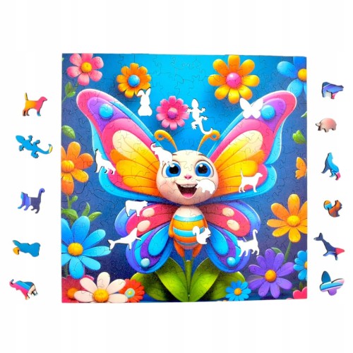 Schmetterlingspuzzle 150 Teile, Holzpuzzle, mruupruu-Puzzle, Schmetterling für Kinder, bunter Schmetterling
