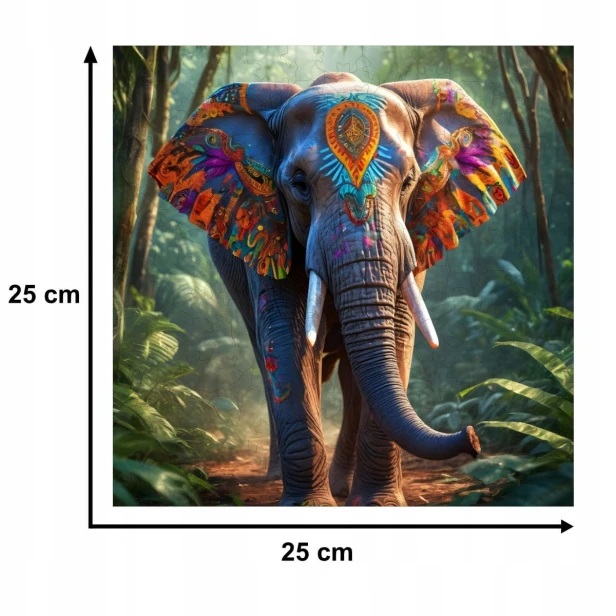 Elefantenpuzzle 150 Elemente, Holzpuzzle, Mruupruu-Puzzle, Elefant im Dschungel