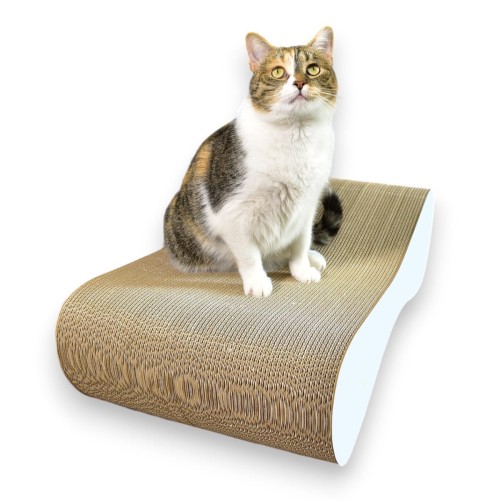 großer Katzenkratzer , Kratzer aus Pappe , weißer Katzenkratzer , Katzenkratzer aus Pappe , Maße des Katzenkratzers 70 x 23 x 40 cm , mruupruu