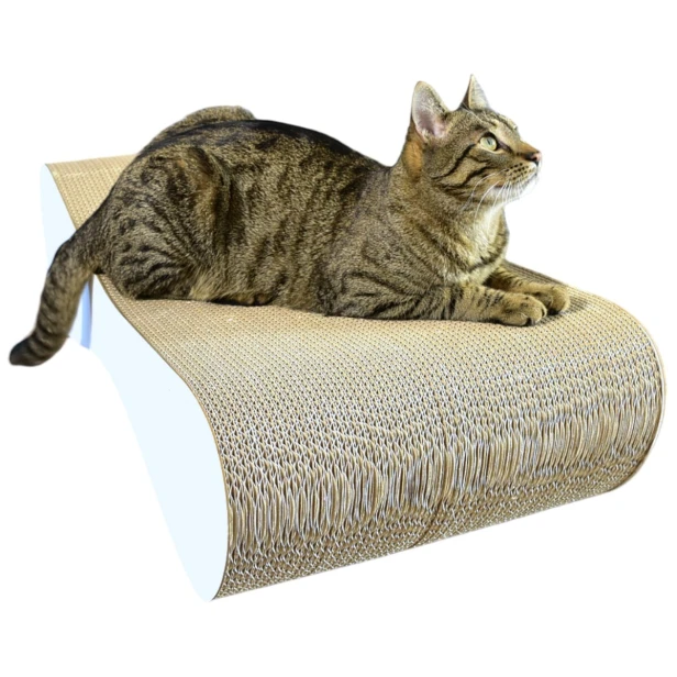 großer Katzenkratzer , Kratzer aus Pappe , weißer Katzenkratzer , Katzenkratzer aus Pappe , Maße des Katzenkratzers 70 x 23 x 40 cm , mruupruu