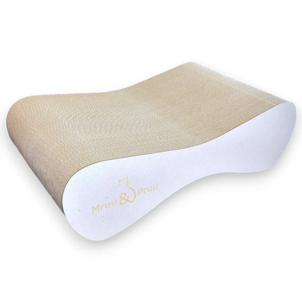 großer Katzenkratzer , Kratzer aus Pappe , weißer Katzenkratzer , Katzenkratzer aus Pappe , Maße des Katzenkratzers 70 x 23 x 40 cm , mruupruu